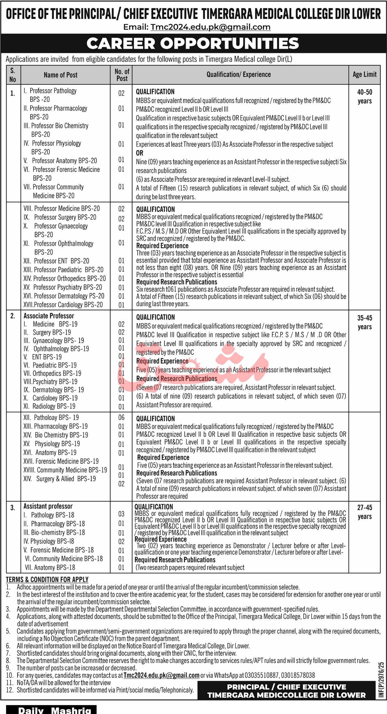Jobs in Timergara Medical College Dir Lower